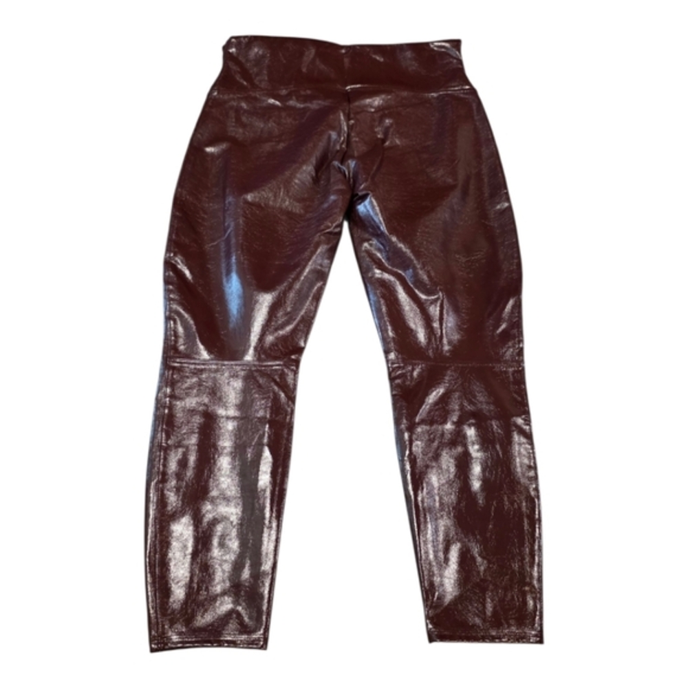 SPANX Vegan Patent Leather Leggings Pants in Ruby Burgundy Red Size 1X NEW‎ - Picture 2 of 14